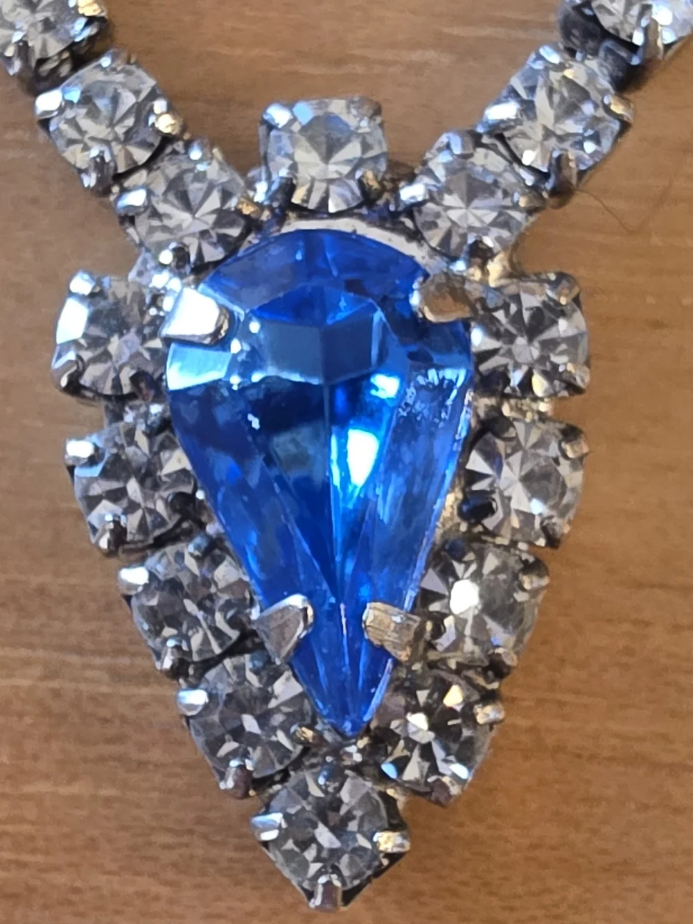 Blue Crystal Teardrop Necklace and Earrings Set Statement Jewelry